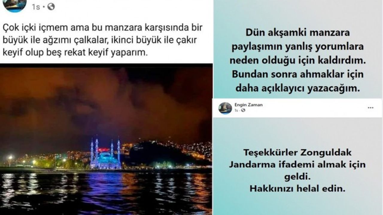 Sosyal medyadan cami manzaralı alkol paylaşımı yaptı, jandarma ifadesini aldı