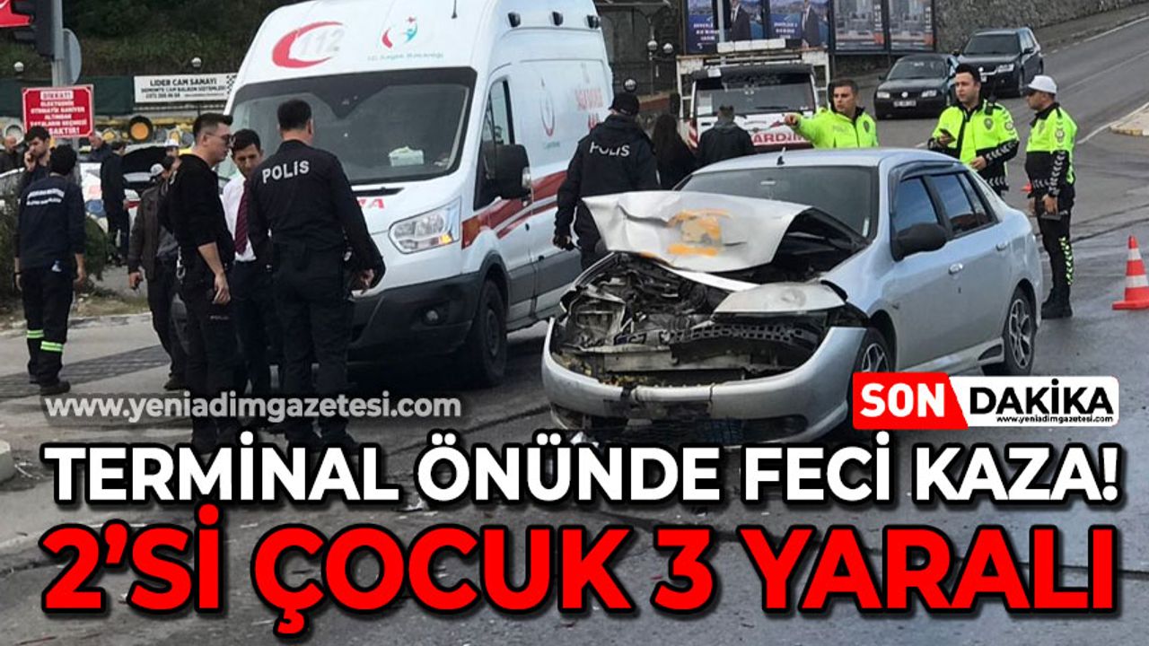 Zonguldak Otobüs Terminali önünde feci kaza: 2'si çocuk 3 yaralı!