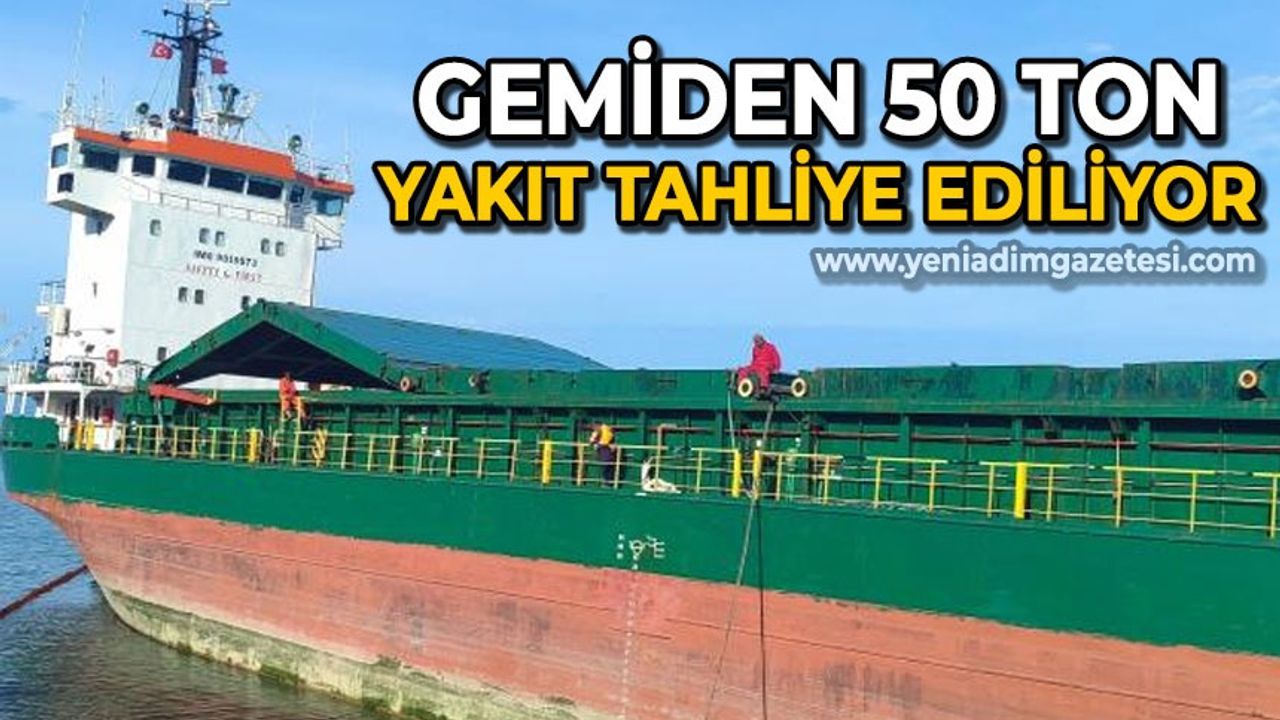 Karaya oturan gemiden 50 ton yakıt tahliye ediliyor