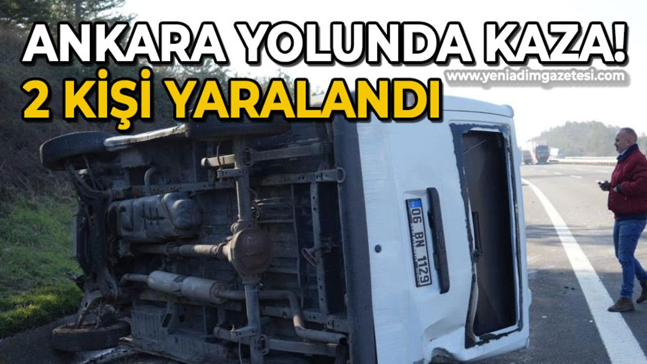 Anadolu Otoyolu’nda minibüs devrildi: 2 yaralı