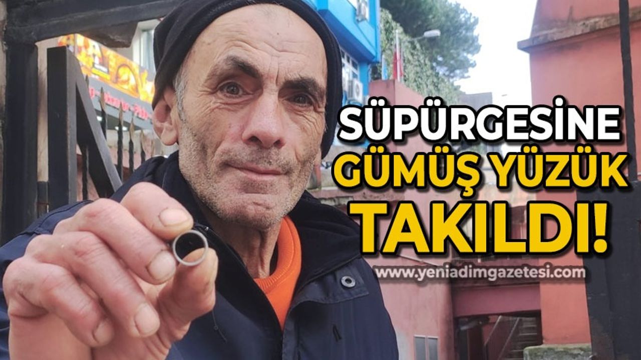 Zonguldak'ta temizlik personelinin süpürgesine gümüş yüzük takıldı!