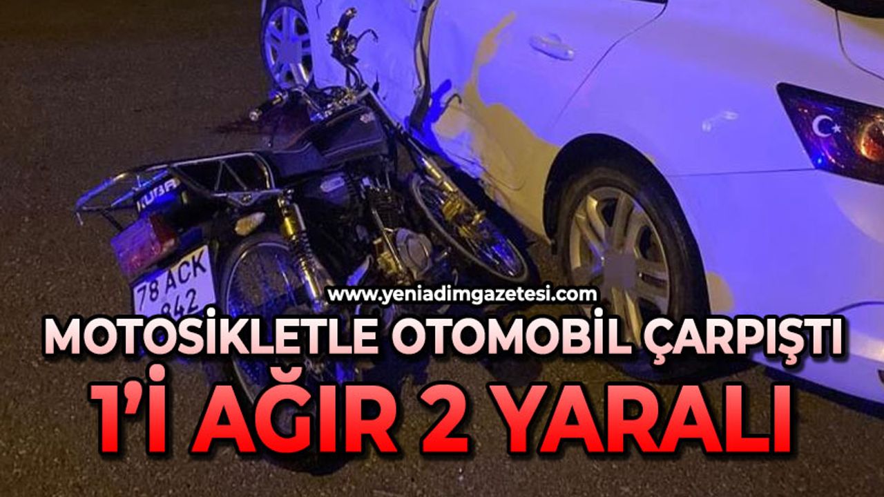 Otomobil ile motosiklet çarpıştı: 1’i ağır 2 yaralı