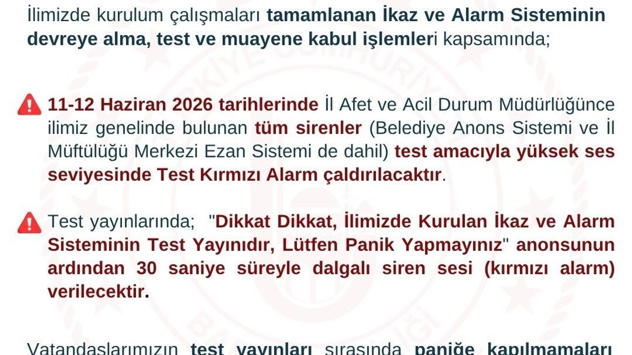 Afetler için ikaz ve alarm sistemi kuruldu