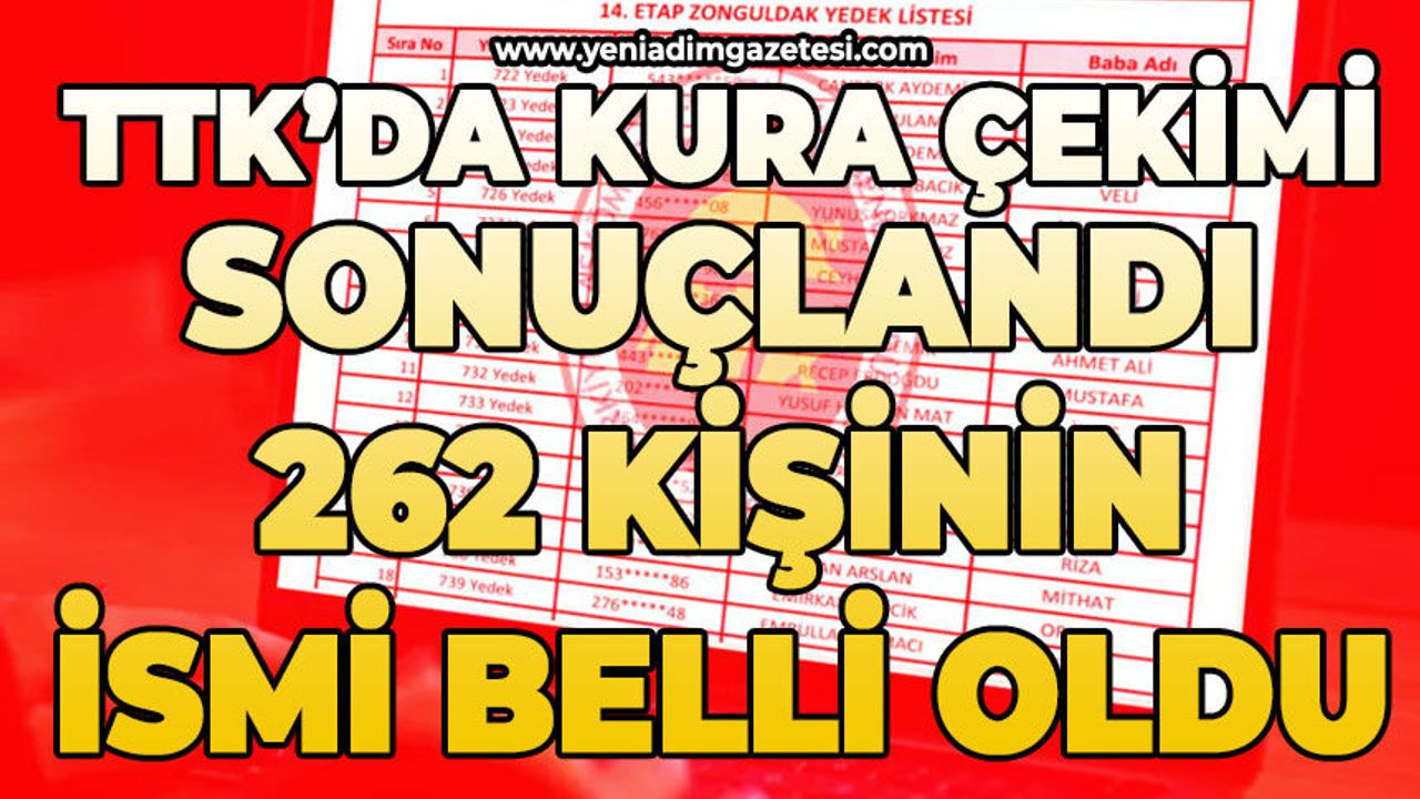 TTK’da kura çekimi sonuçlandı: 262 kişinin ismi belli oldu