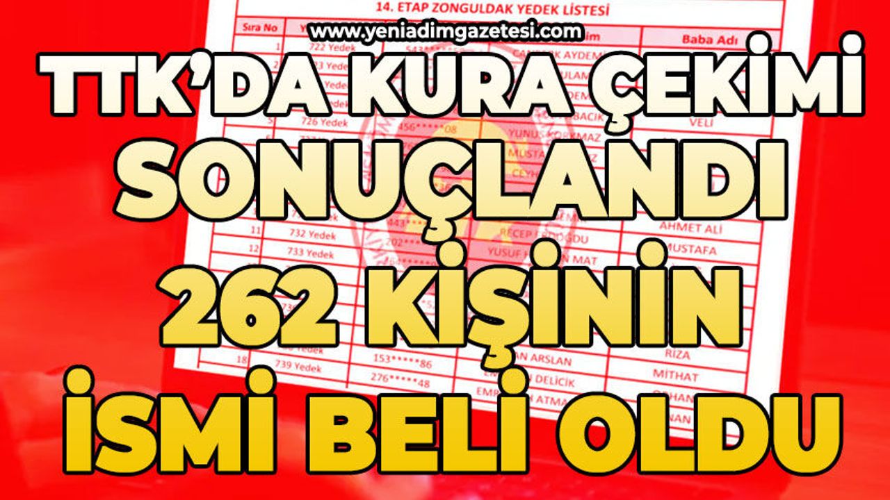TTK’da kura çekimi sonuçlandı: 262 kişinin ismi beli oldu