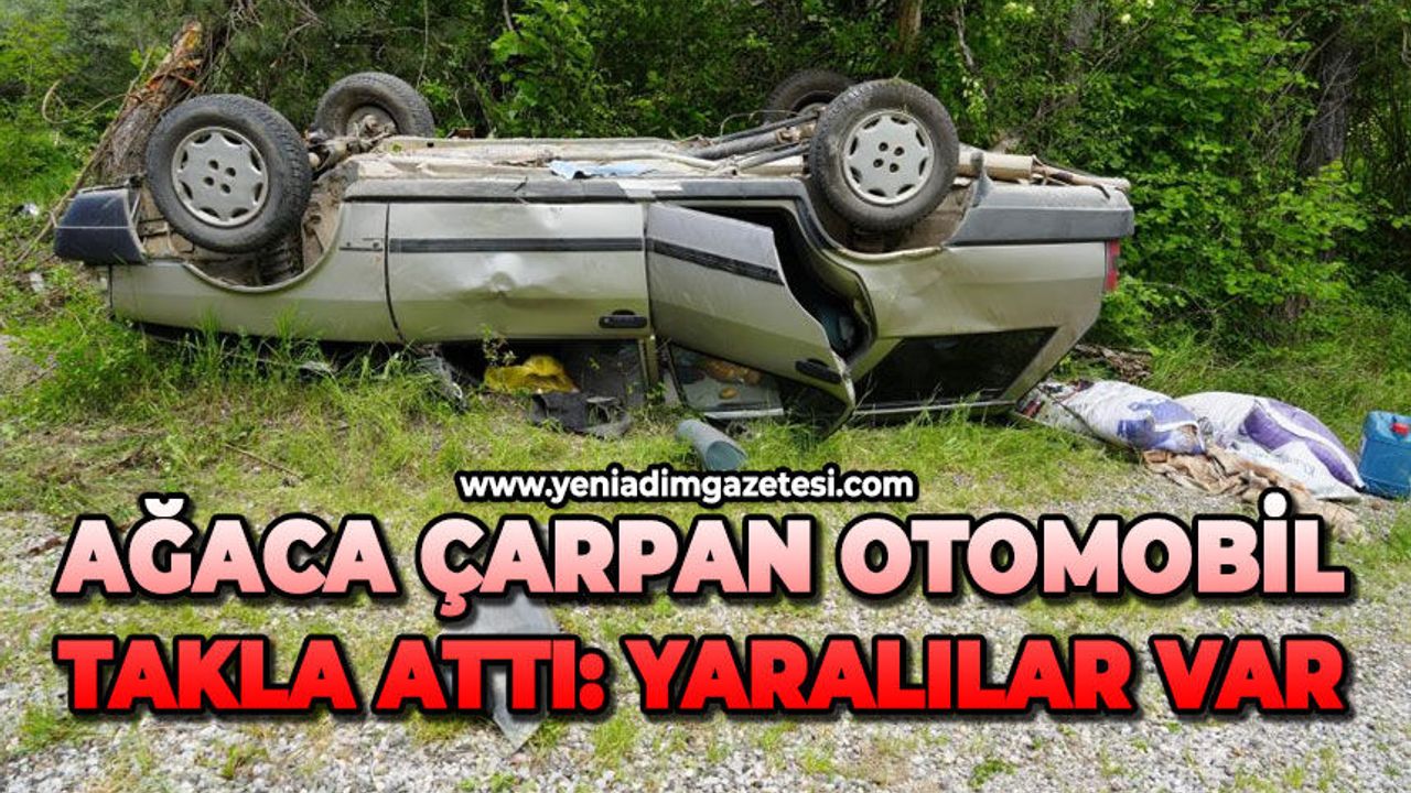 Ağaca çarpan otomobil takla attı: 3 yaralı