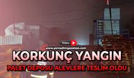 Korkunç yangın: Palet deposu alevlere teslim oldu