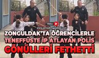 Öğrencilerle teneffüste ip atlayan polis, gönülleri fethetti