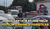 Zonguldak'ta 16 kilometrelik yol için zamanla yarıştılar