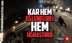 Kar hem eğlendirdi hem uğraştırdı