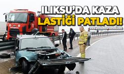 Ilıksu'da kaza: Lastiği patladı