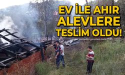 Ev ile ahır alevlere teslim oldu!