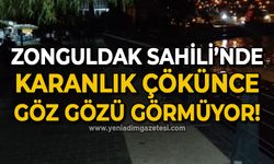 Zonguldak Sahili'nde karanlık çökünce göz gözü görmüyor!