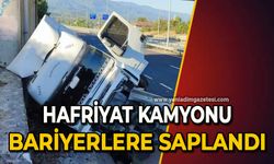 Hafriyat kamyonu bariyerlere saplandı: 1 yaralı