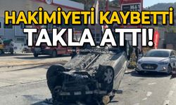 Takla atan araçtan kendi imkanıyla çıktı