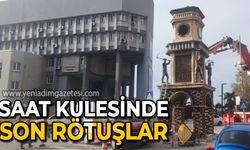 Zonguldak'ın kent merkezine konumlanan Saat Kulesi'nde son rötuşlar yapılıyor