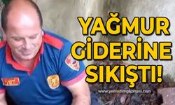 Yağmur giderine sıkıştı!