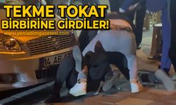 Cadde ortasında büyük kavga: Tekme tokat birbirine girdiler!