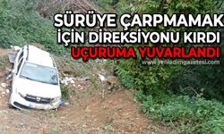 Sürüye çarpmamak için direksiyonu kırdı