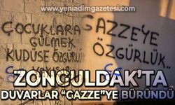 Zonguldak'ta duvarlar "Gazze"ye büründü