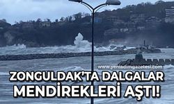 Zonguldak'ta dev dalgalar mendirekleri aştı!