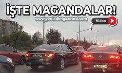 Trafiği tehlikeye düşüren düğün magandaları böyle görüntülendi