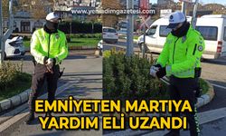 Yaralı martıya polisten şefkat eli