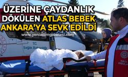 Üzerine çaydanlık dökülen 8 aylık bebek Atlas Ege helikopterle Ankara'ya sevk edildi