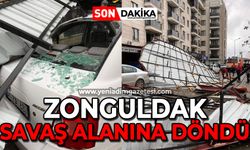 "Tam fırtına"nın vurduğu Zonguldak'ta durum vahim: Evler çatısız kaldı, araçlar pert oldu!