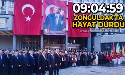 Zonguldak'ta bayraklar yarıya indi: Ata'ya saygı duruşu