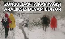 Zonguldak'ta kar yağışı devam ediyor: Yüksek kesimler beyaza büründü