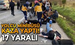 Otomobil ile yolcu minibüsü çarpıştı: 17 kişi yaralandı