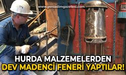 Hurda malzemelerden dev madenci feneri yaptılar!