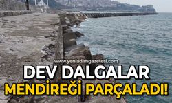 Zonguldak'ta dev dalgalar mendireği parçaladı