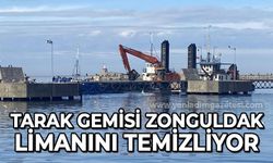Tarak gemisi Zonguldak limanını temizliyor