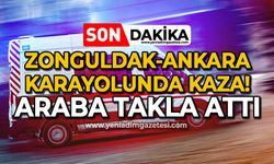 Zonguldak-Ankara yolunda trafik kazası: Araba takla attı!