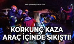 Korkunç kaza: Araç içinde sıkıştı!