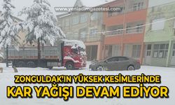 Zonguldak'ın yüksek kesimlerinde kar yağışı devam ediyor!