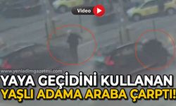 Yaya geçidini kullanan yaşlı adama araba çarptı!