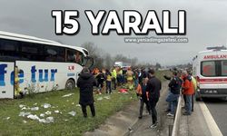 Yolcu otobüsü tırla çarpıştı: 1’i ağır 15 yaralı