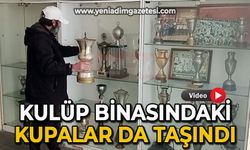 Zonguldak Kömürspor kulüp binasındaki kupalar da taşındı