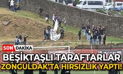Zonguldak'ta hırsızlık: Beşiktaşlı taraftarlar boş tribünden pankart çaldı!