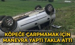 Köpeğe çarpmamak için manevra yaptı takla attı!