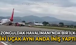 Zonguldak Havalimanı'nda bir ilk: İki uçak aynı anda iniş yaptı