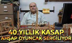 40 yıllık kasap ahşap oyuncakları dükkanında sergiliyor