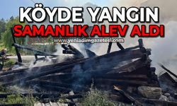 Köyde yangın çıktı, odunluk ve samanlık alev aldı