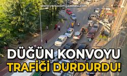 Düğün konvoyu trafiği durdurdu!