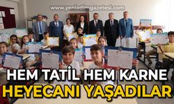 Minikler karne heyecanını yaşadı: Hacıbektaşoğlu çiftinden karnelerini aldı