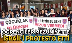 Öğrenciler mezuniyette İsrail'i protesto etti