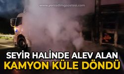 Seyir halinde alev alan kamyon, küle döndü!